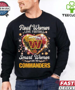 Official Real Women Love Football Smart Women Love The Washington Commanders Redskins Heart Diamond T shirts