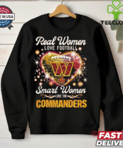 Official Real Women Love Football Smart Women Love The Washington Commanders Redskins Heart Diamond T shirts