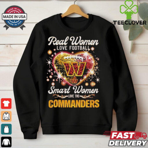 Official Real Women Love Football Smart Women Love The Washington Commanders Redskins Heart Diamond T shirts