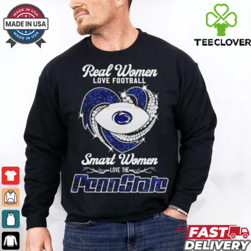 Official Real women love football smart women love the Penn State Nittany Lions heart shirt