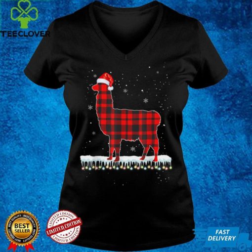 Official Red Plaid Red Buffalo llama Christmas Pajamas Family Gifts T Shirt