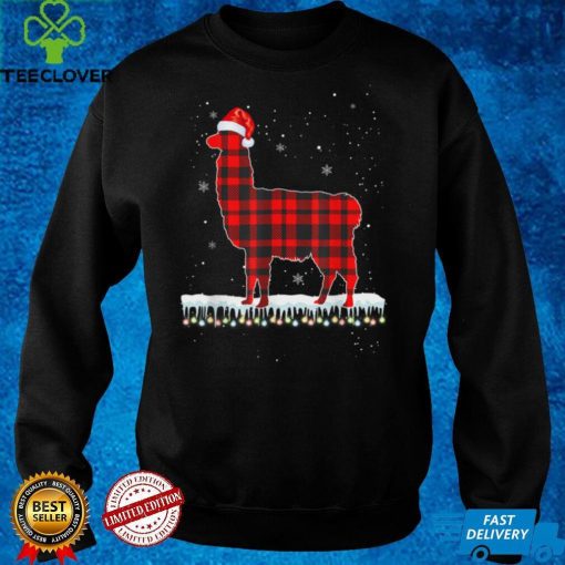 Official Red Plaid Red Buffalo llama Christmas Pajamas Family Gifts T Shirt