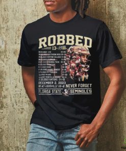 Official Robbed Never Forget Florida State Football Undefeated 13 0 Schedule Shirt