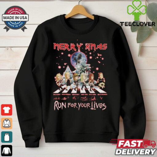Official Rockin Merry Xmas Run For Your Lives Signatures 2024 Shirt