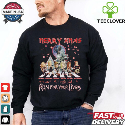 Official Rockin Merry Xmas Run For Your Lives Signatures 2024 Shirt