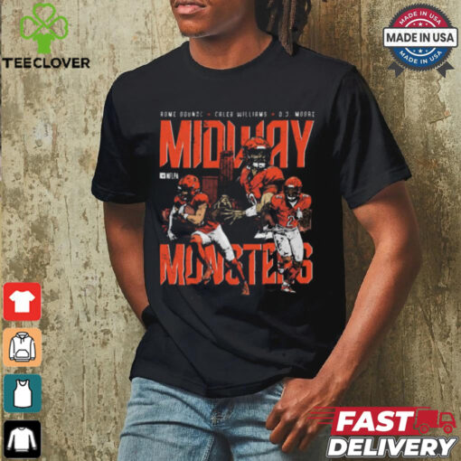 Official Rome Odunze Caleb Williams D.J. Moore Chicago Bears Midway Monsters Graphic t shirt