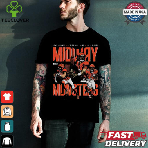 Official Rome Odunze Caleb Williams D.J. Moore Chicago Bears Midway Monsters Graphic t shirt