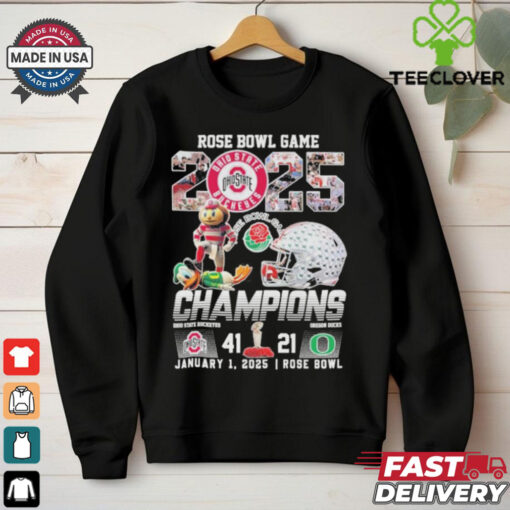 Official Rose Bowl Game 2025 Champions Ohio State Buckeyes 41 21 Oregon Ducks Shirt
