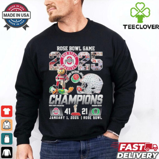 Official Rose Bowl Game 2025 Champions Ohio State Buckeyes 41 21 Oregon Ducks Shirt