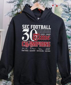 Official SEC Football 30 Time 1933 2023 Alabama Crimson Tide Champions Signatures Shirt