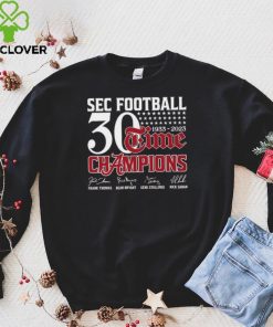 Official SEC Football 30 Time 1933 2023 Alabama Crimson Tide Champions Signatures Shirt