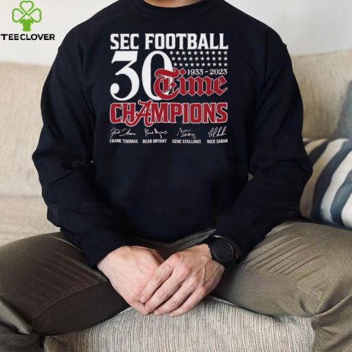 Official SEC Football 30 Time 1933 2023 Alabama Crimson Tide Champions Signatures Shirt