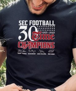 Official SEC Football 30 Time 1933 2023 Alabama Crimson Tide Champions Signatures Shirt