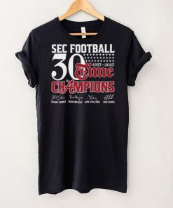 Official SEC Football 30 Time 1933 2023 Alabama Crimson Tide Champions Signatures Shirt