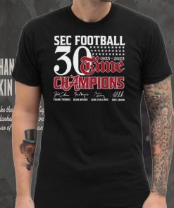 Official SEC Football 30 Time 1933 2023 Alabama Crimson Tide Champions Signatures Shirt