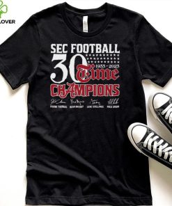 Official SEC Football 30 Time 1933 2023 Alabama Crimson Tide Champions Signatures Shirt