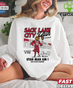 Official Sack Lake City Utah Football Utah Man Am I Rice Eccles Stadium Graphic t shirt