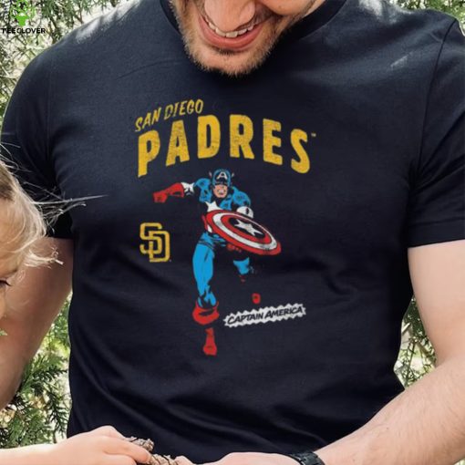Official San Diego Padres Youth Team Captain America Marvel T Shirt