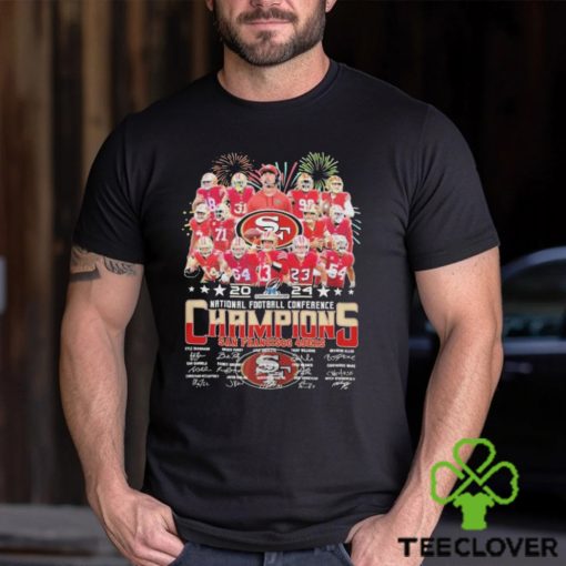 Official San Francisco 49Ers 2024 Championship National Football Conference Champions Signatures Shirt