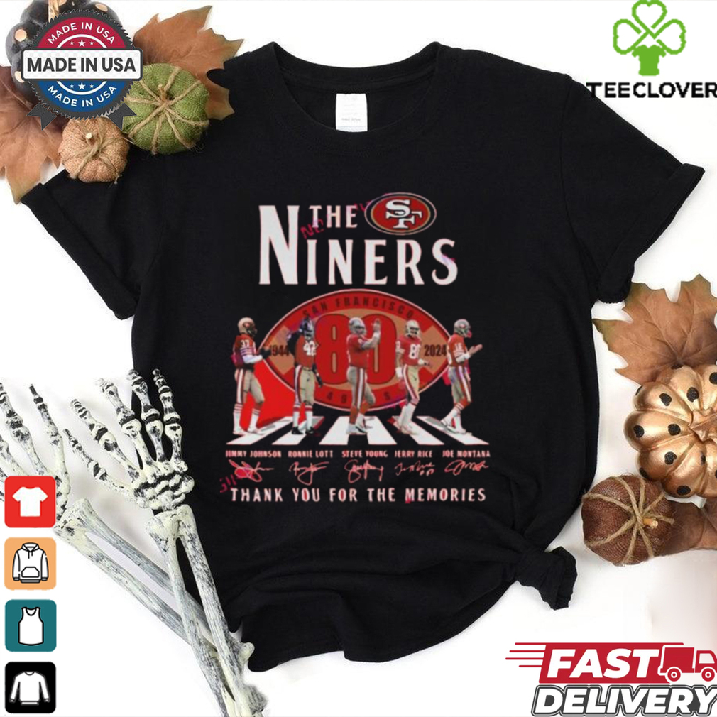Official San Francisco 49ers 80th Anniversary Thank You For The Memories Signatures Shirt Official San Francisco 49ers 80th Anniversary Thank You For The Memories Signatures Shirt