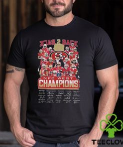 Official San Francisco 49ers Back 2 Back 2023 NFC West Champions Signatures Shirt