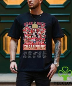 Official San Francisco 49ers Back 2 Back 2023 NFC West Champions Signatures Shirt