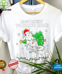 Official Santa Cat Most Likely To Bring Home A Stray Cat Matching Christmas Shirt