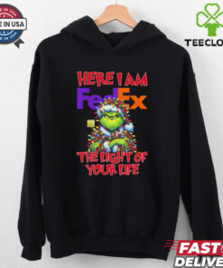 Official Santa Grinch Here I Am FedEx The Light Of Your Life Christmas Light shirt