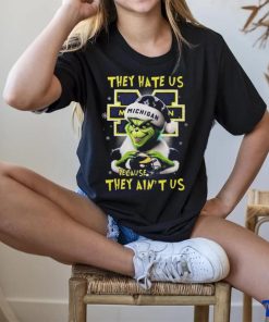Official Santa Grinch They Hate Us Michigan Wolverines Because They Ain’t Us Love Helmet Christmas T Shirt