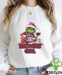 Official Santa Hat Grinch Brown Girl Merry Christmas 2023 Shirt