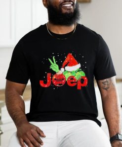 Official Santa Hat Grinch Ornament Hiding Merry Jeep Christmas Unisex T Shirt