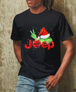 Official Santa Hat Grinch Ornament Hiding Merry Jeep Christmas Unisex T Shirt