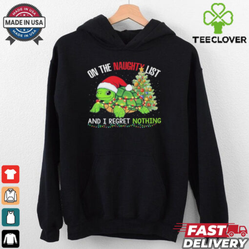 Official Santa Turtle On The Naughty List And I Regret Nothing Christmas Light Shirt