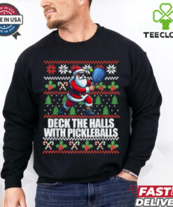 Official Santa deck the halls ugly Christmas pickleball 2024 T shirt