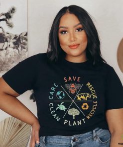 Official Save Bees Rescue Animals Recycle Plastic Earth Day T shirt