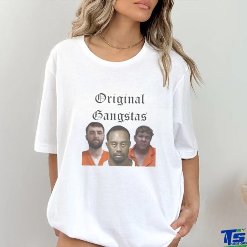 Official Scottie Scheffler, Tiger Woods, & John Daly Original Gangstas Mugshot T Shirt