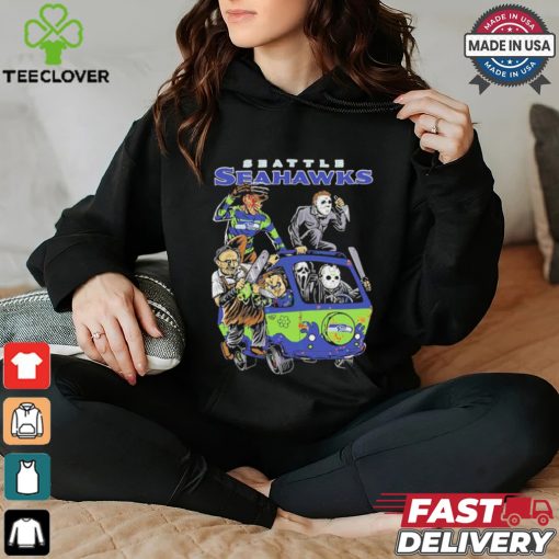 Official Seattle Seahawks NFL Horror Characters Movie Hippie Halloween Shirt