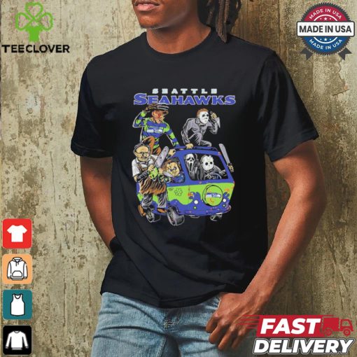 Official Seattle Seahawks NFL Horror Characters Movie Hippie Halloween Shirt