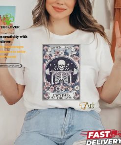 Official Skeleton down bad crying at the gym tarot card T shirt