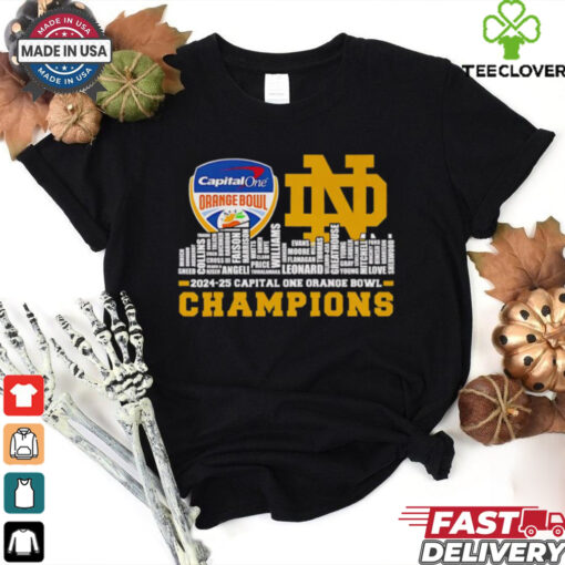 Official Skyline city 2024 25 Capital One Orange Bowl Champions Notre Dame Fighting Irish names shirt