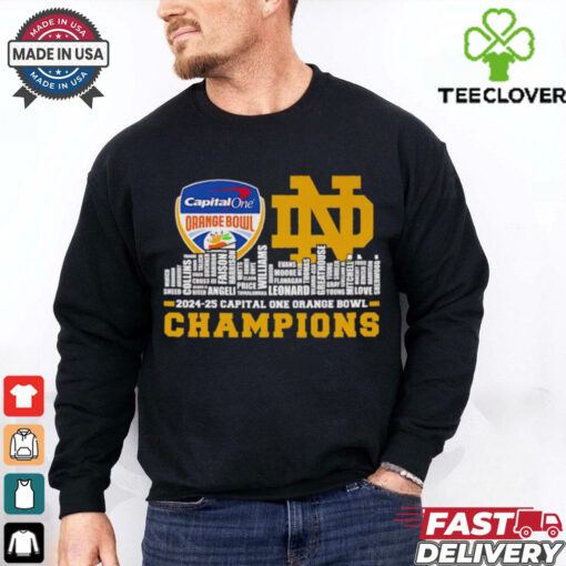Official Skyline city 2024 25 Capital One Orange Bowl Champions Notre Dame Fighting Irish names shirt