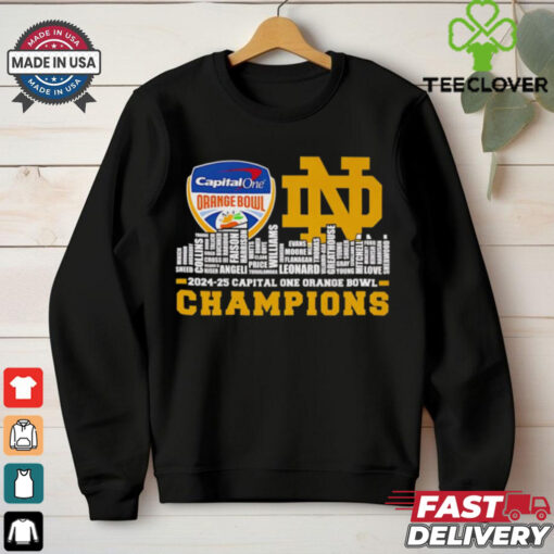 Official Skyline city 2024 25 Capital One Orange Bowl Champions Notre Dame Fighting Irish names shirt