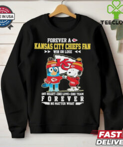 Official Snoopy And Bluey Forever A Kansas City Chiefs Fan Win Or Lose One Heart One Love One Team Shirt