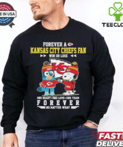 Official Snoopy And Bluey Forever A Kansas City Chiefs Fan Win Or Lose One Heart One Love One Team Shirt