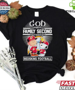 Official Snoopy And Charlie Brown Woodstock God First Family Second Then Washington Commanders Redskins Football The Peanuts T shirts