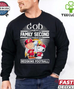 Official Snoopy And Charlie Brown Woodstock God First Family Second Then Washington Commanders Redskins Football The Peanuts T shirts