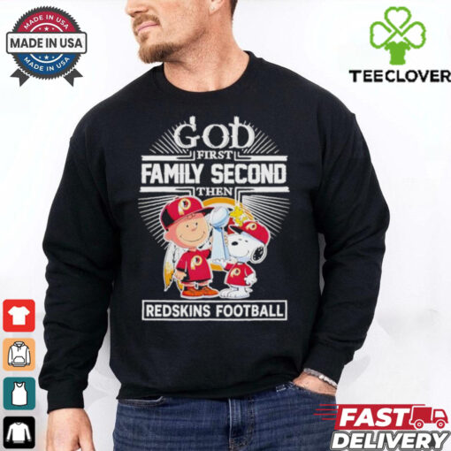 Official Snoopy And Charlie Brown Woodstock God First Family Second Then Washington Commanders Redskins Football The Peanuts T shirts