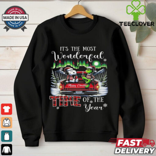 Official Snoopy And Grinch It’s The Most Wonderful Time Of The Year Christmas Shirt