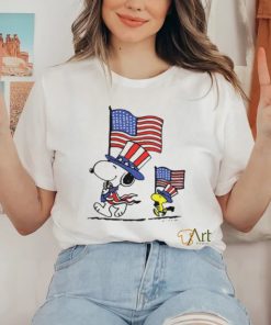 Official Snoopy And Woodstock American Flag 4th Of July T Shirt