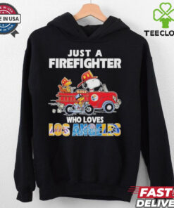 Official Snoopy And Woodstock Driving Car Motor Just A Firefighter Who Loves Los Angeles Los Angeles Dodgers Lakers Los Angeles Rams T shirts